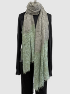 Annie Turbin Green & Taupe Rainwash Silk Scarf