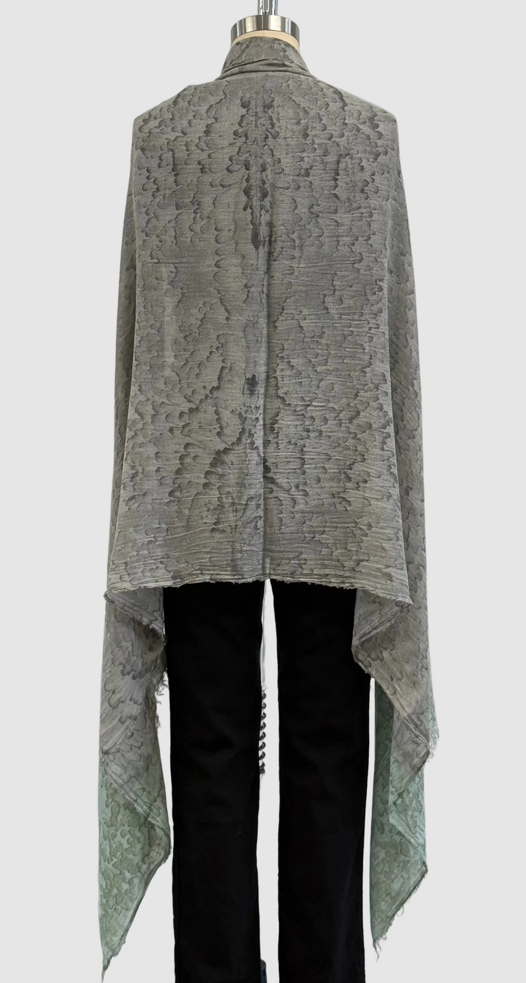 Annie Turbin Green & Taupe Rainwash Silk Scarf