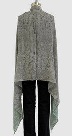 Annie Turbin Green & Taupe Rainwash Silk Scarf