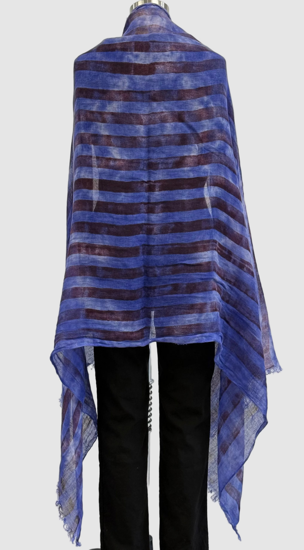 Annie Turbin Violet Burgundy Striped Linen Scarf