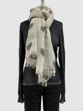 Annie Turbin Grey With Black Rectangles Linen Scarf