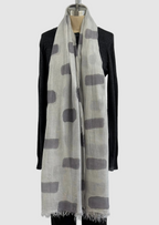 Annie Turbin Grey & Eggplant Rectangles Silk Scarf