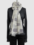 Annie Turbin Grey & Eggplant Rectangles Silk Scarf
