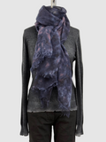 Annie Turbin Navy Purple Botanical Linen Scarf