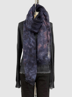 Annie Turbin Navy Purple Botanical Linen Scarf
