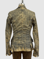 Masnada Laminated Stretch Linen Jacket in Olive