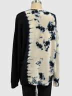 Suzusan  Cashmere Seamless Crewneck Wide Pullover Madara Shibori Fragment Black/ Natural White