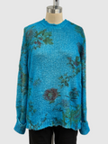 Avant Toi Cotton Crew Neck Pullover in Topazio/Cherry Bloom