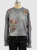 Avant Toi Cotton Crew Neck Embroidered Pullover in Ardesia