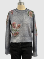 Avant Toi Cotton Crew Neck Embroidered Pullover in Ardesia