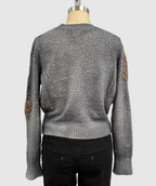 Avant Toi Cotton Crew Neck Embroidered Pullover in Ardesia