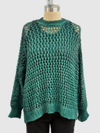 Avant Toi Hand Painted Lace Stitch Cashmere Silk Pullover in N/Menta