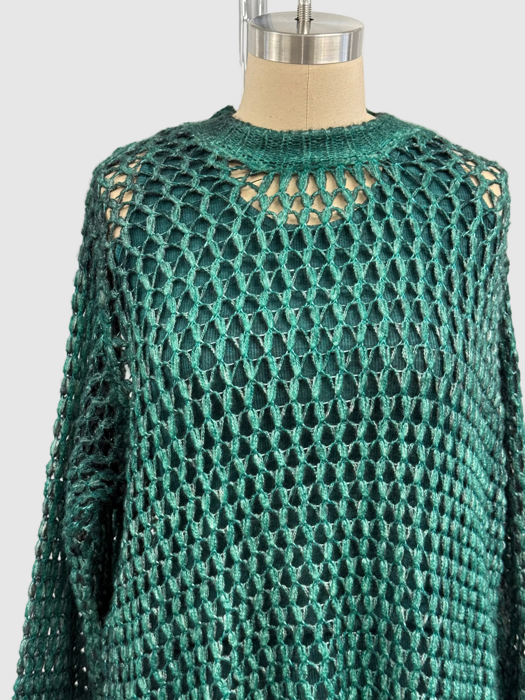 Avant Toi Hand Painted Lace Stitch Cashmere Silk Pullover in N/Menta