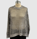 Avant Toi Hand Painted Lace Stitch Cashmere Silk Pullover in Ash