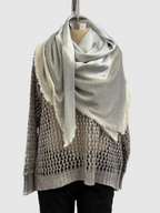 Avant Toi Hand Painted Lace Stitch Cashmere Silk Pullover in Ash