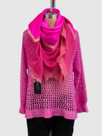 Avant Toi Hand Painted Lace Stitch Cashmere Silk Pullover in Rosa Fluo