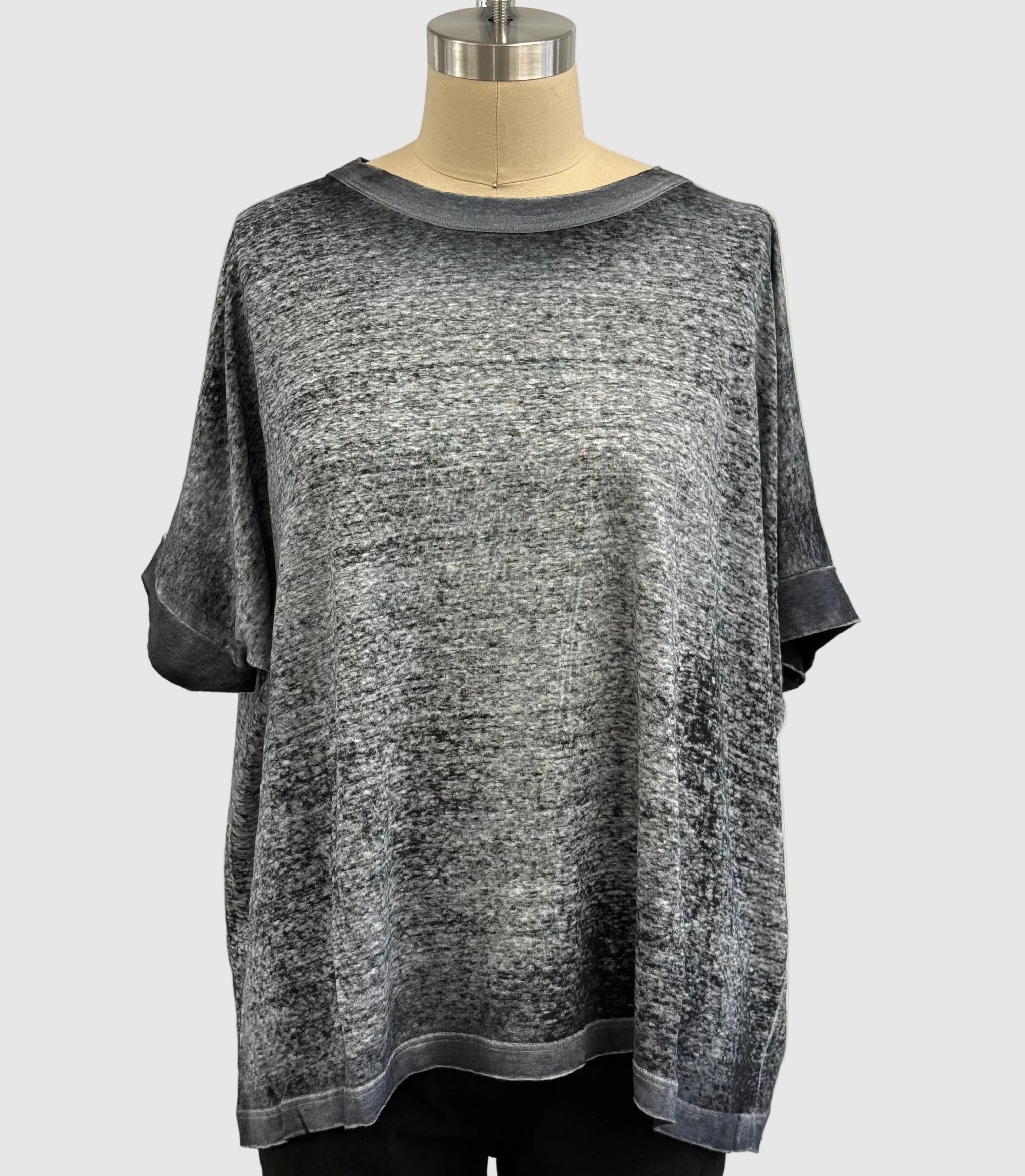 Avant Toi Hand Painted Linen round Neck Oversize T in Husky