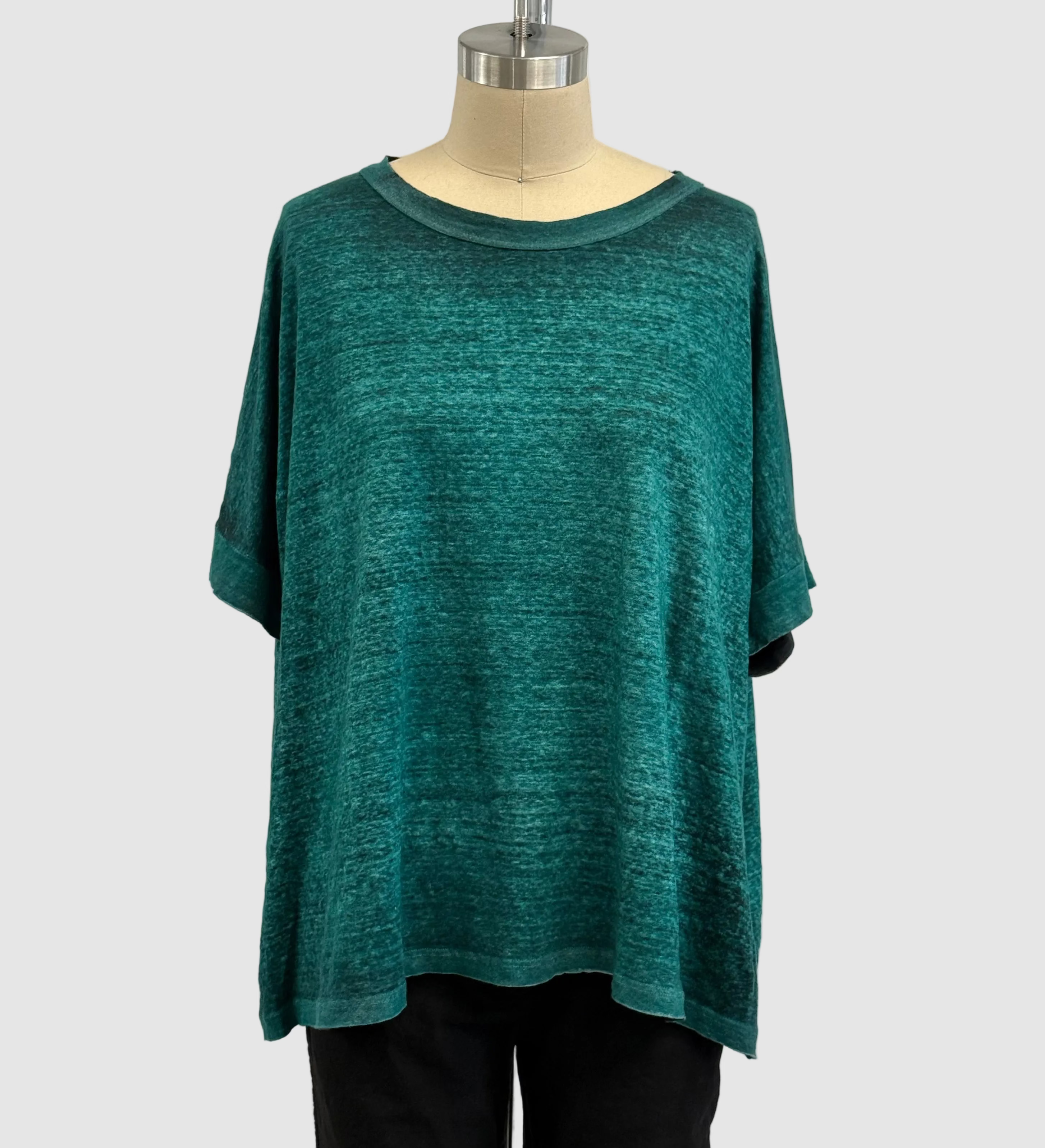 Avant Toi Hand-Painted Linen Round Neck T-Shirt In N/Menta