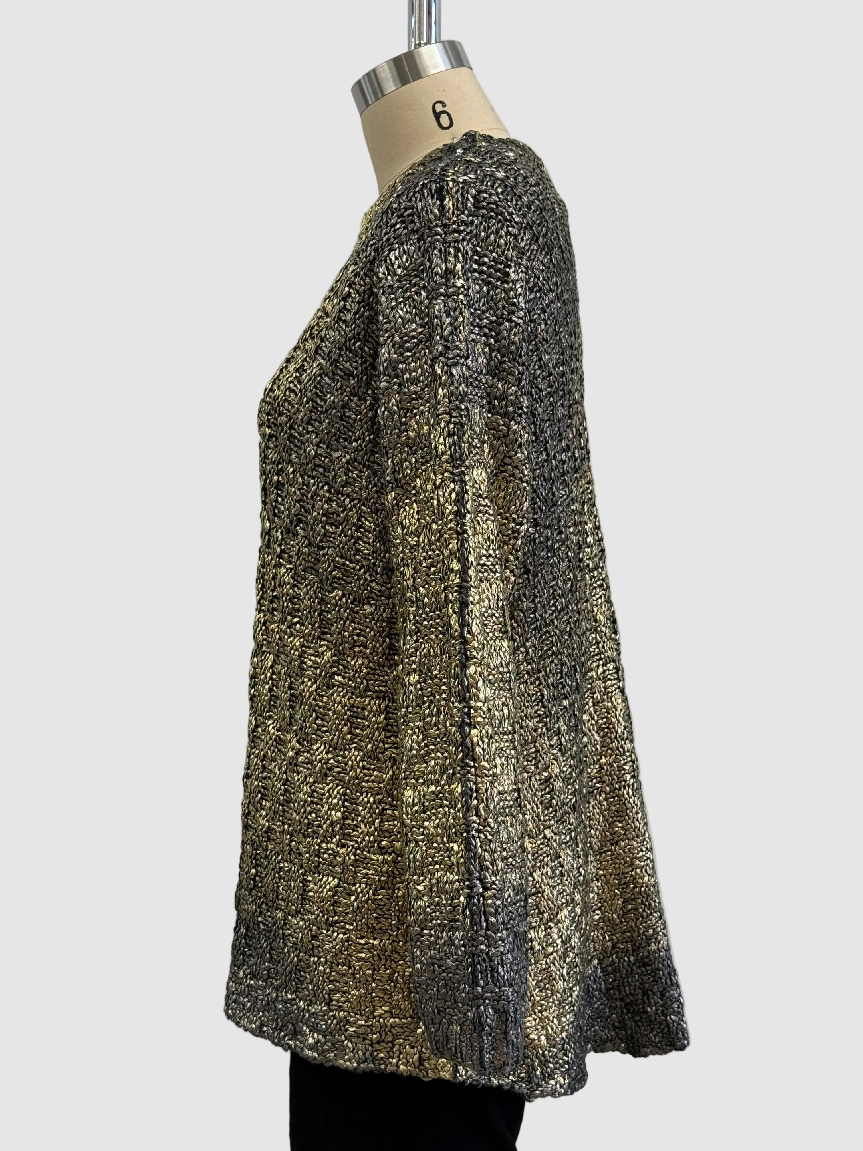 Avant Toi Square Stitch Cotton Pullover With Mixed Gold & Silver Lamination