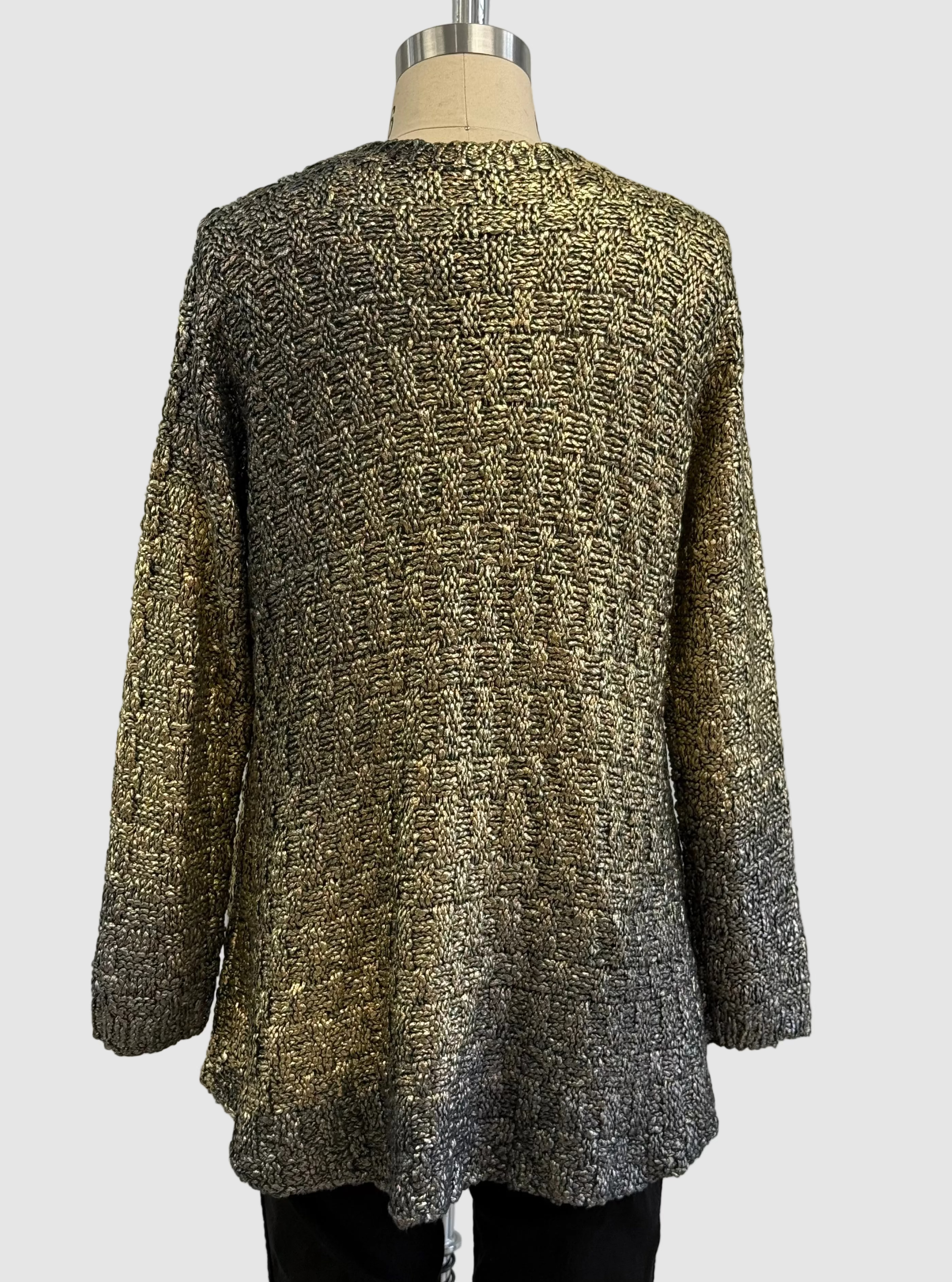 Avant Toi Square Stitch Cotton Pullover With Mixed Gold & Silver Lamination