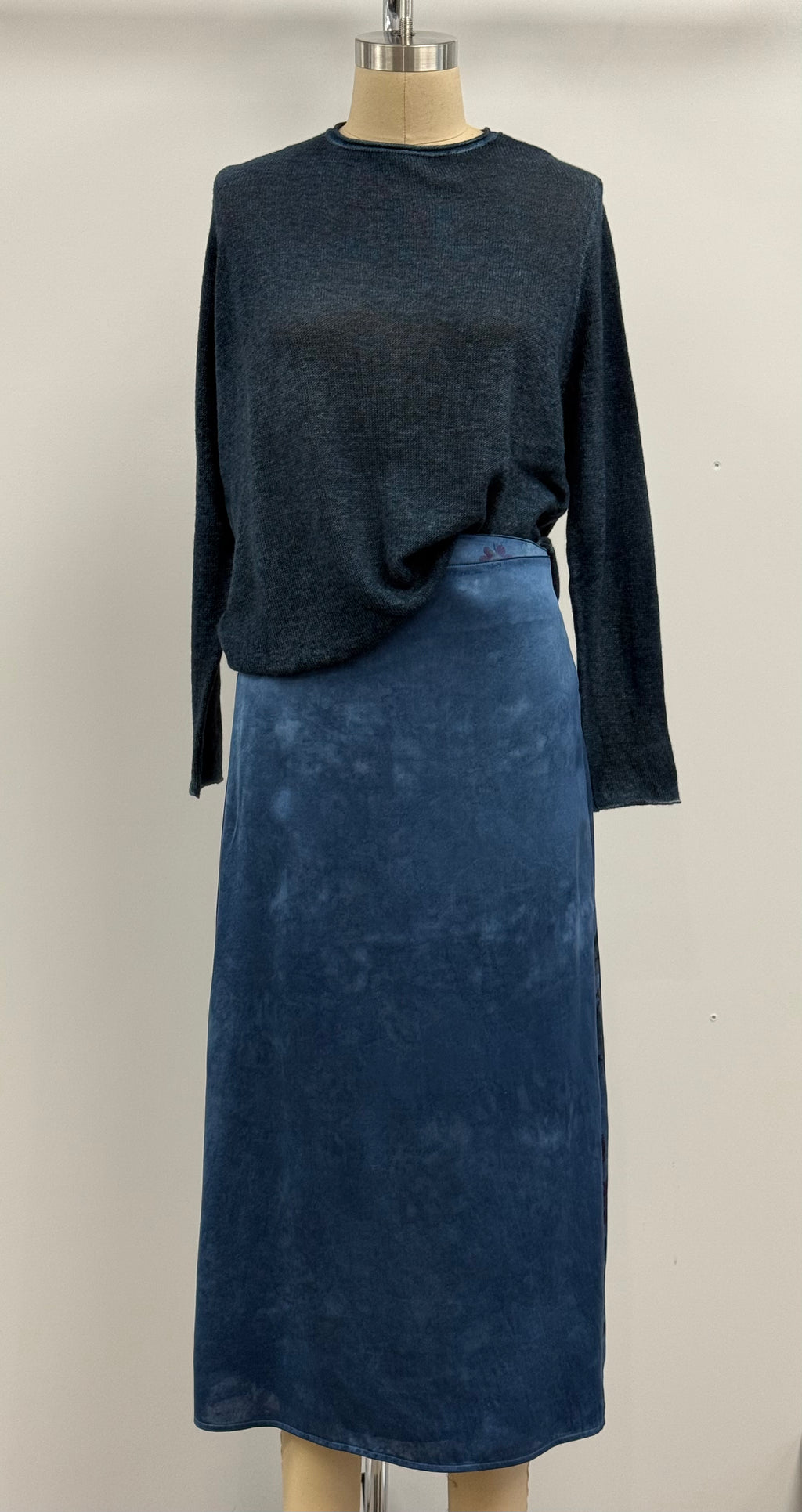 Avant Toi Faded Effect Wrap Patchwork Silk Skirt in Fiume