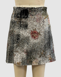 Avant Toi Cherry Bloom Print Wrap Skirt with Scratched Effect Lamination in Wisteria