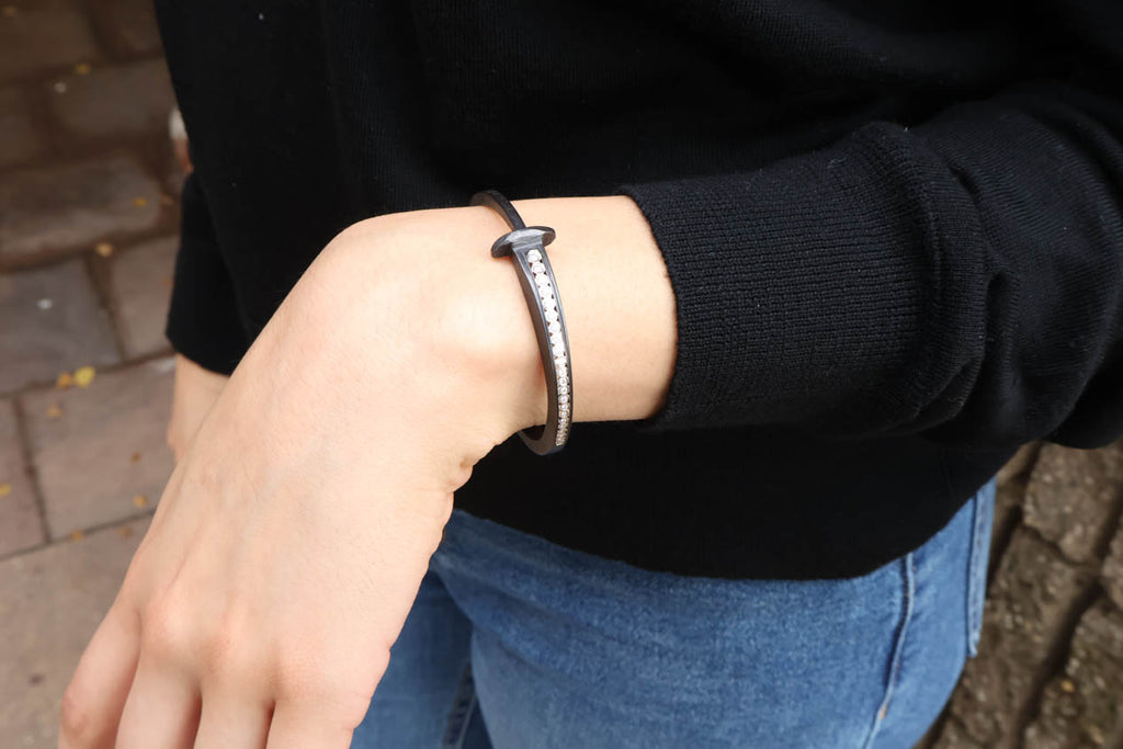 Iron & Diamond Taper Stripe Nail Bracelet