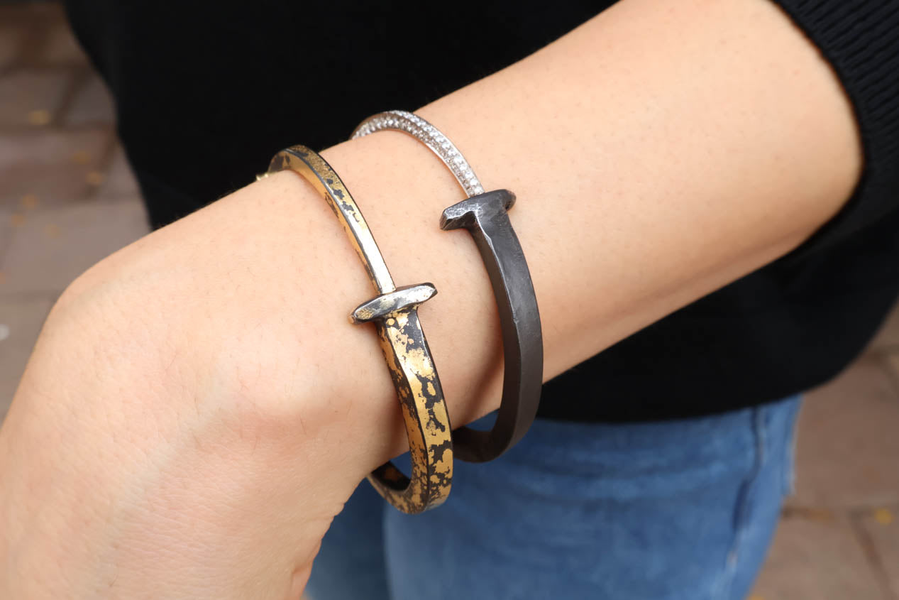 Iron & Diamond Pave Tail Nail Bracelet