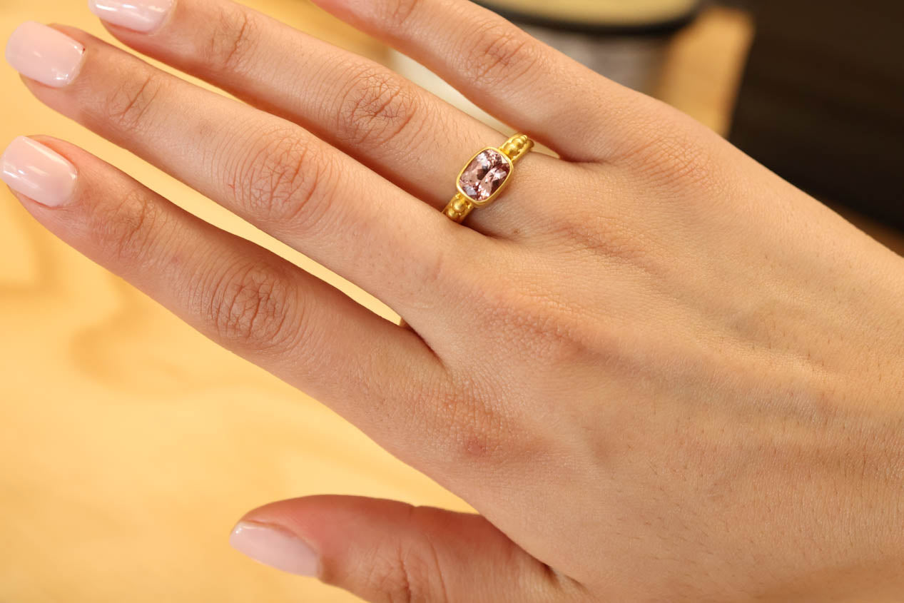 22K Malaya Garnet Ring with Cluster Granulation