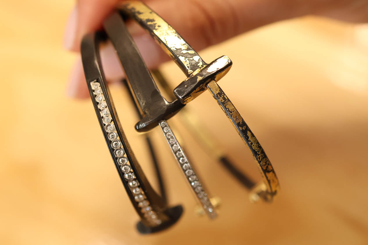 Iron & Diamond Taper Stripe Nail Bracelet