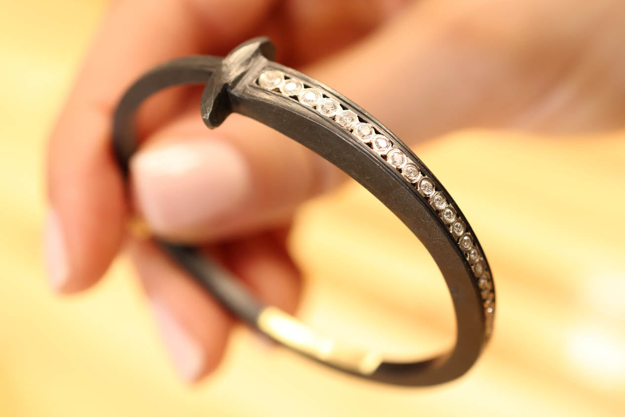 Iron & Diamond Taper Stripe Nail Bracelet