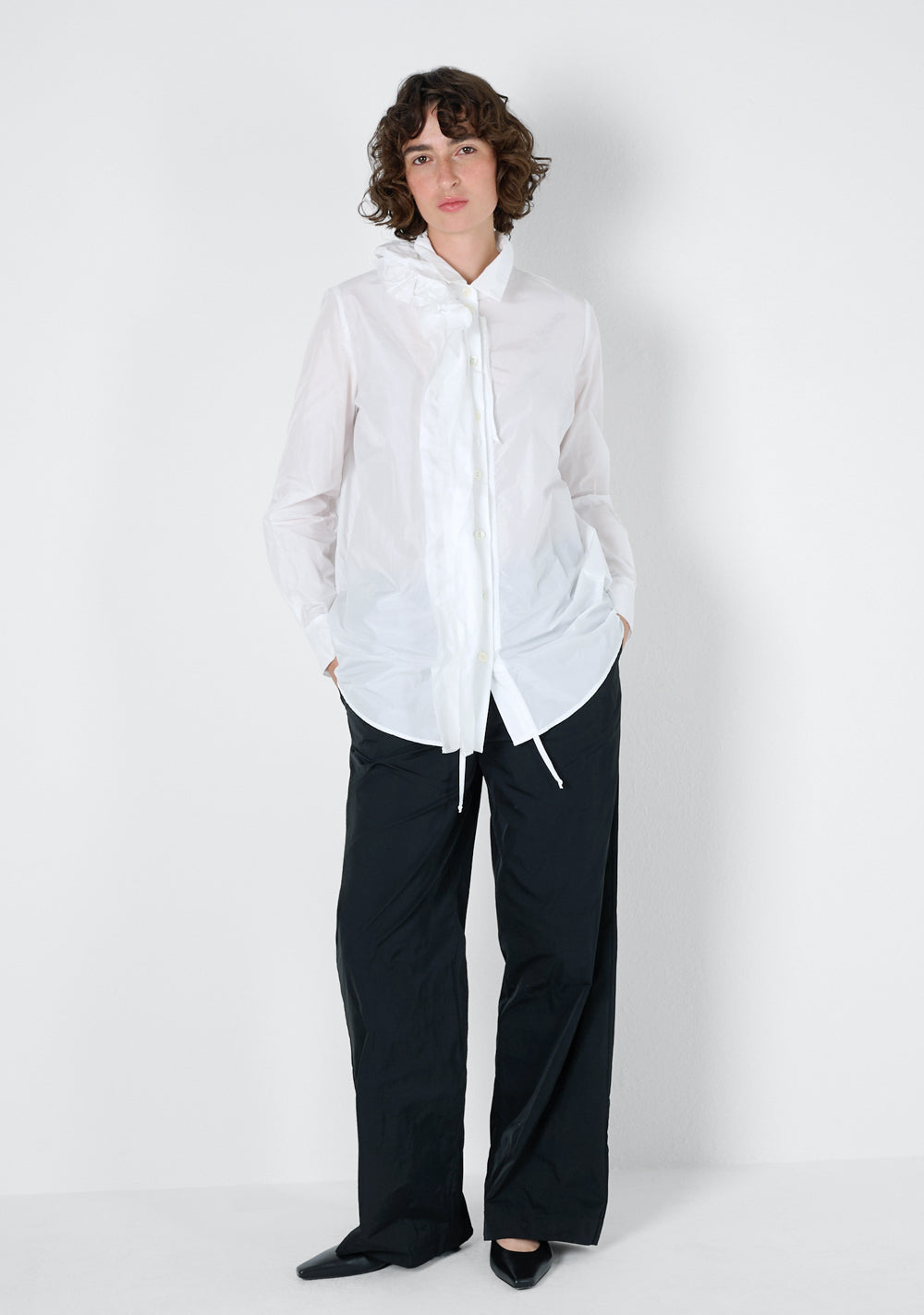 Katharina Hovman Ruffle Blouse Short in White