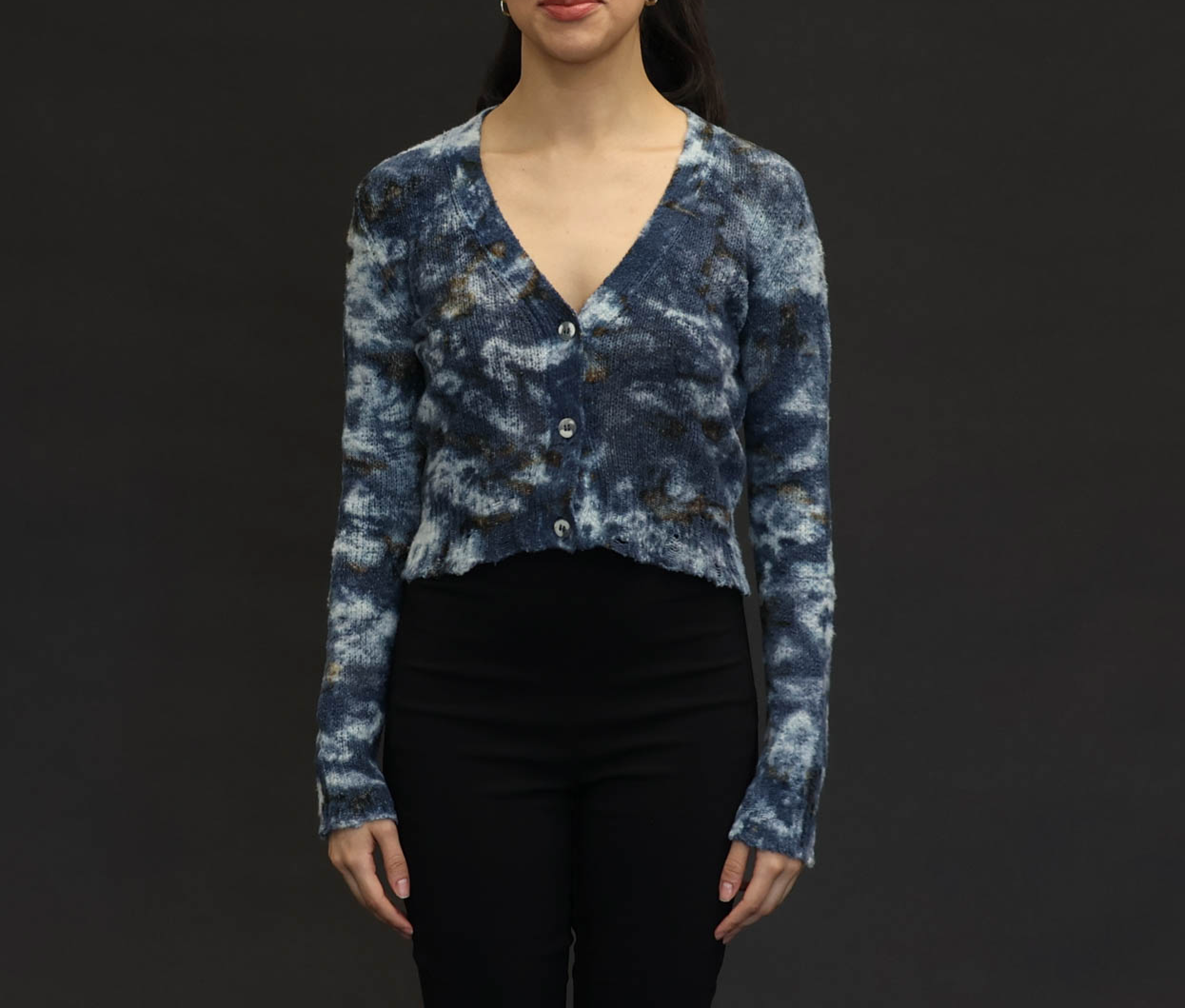 Titanium Avant Toi Cropped Mimetic Effect Cardigan