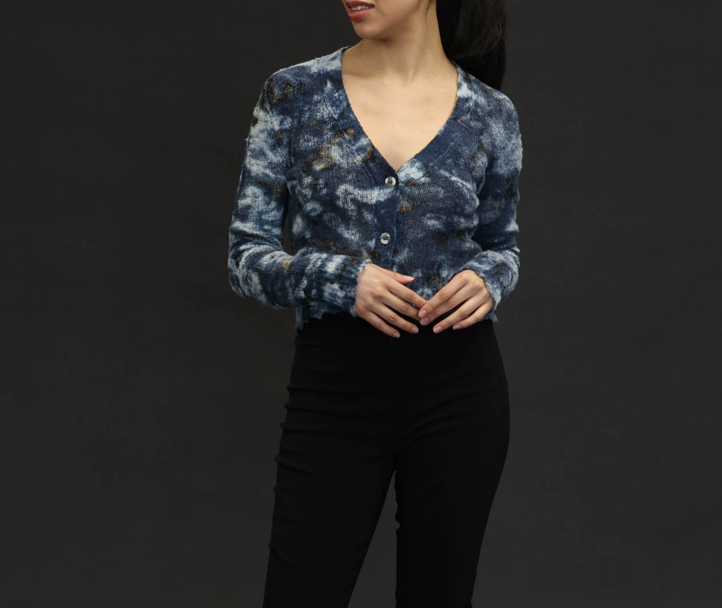 Titanium Avant Toi Cropped Mimetic Effect Cardigan