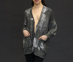 Metallic Knots Avant Toi Cotton Cardigan with Lamination