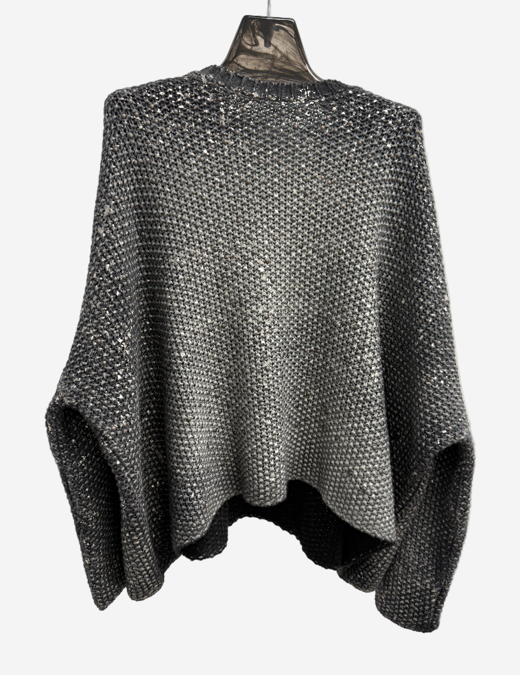 Merino Wool & Cashmere Husky Laminated Pullover with Studs
