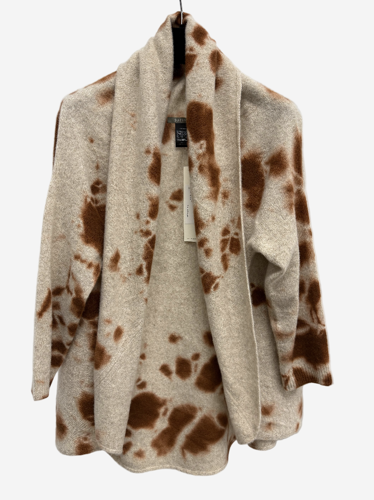 Suzusan Madara Shibori Brown/Sand Cashmere Seamless Upside-Down Cape