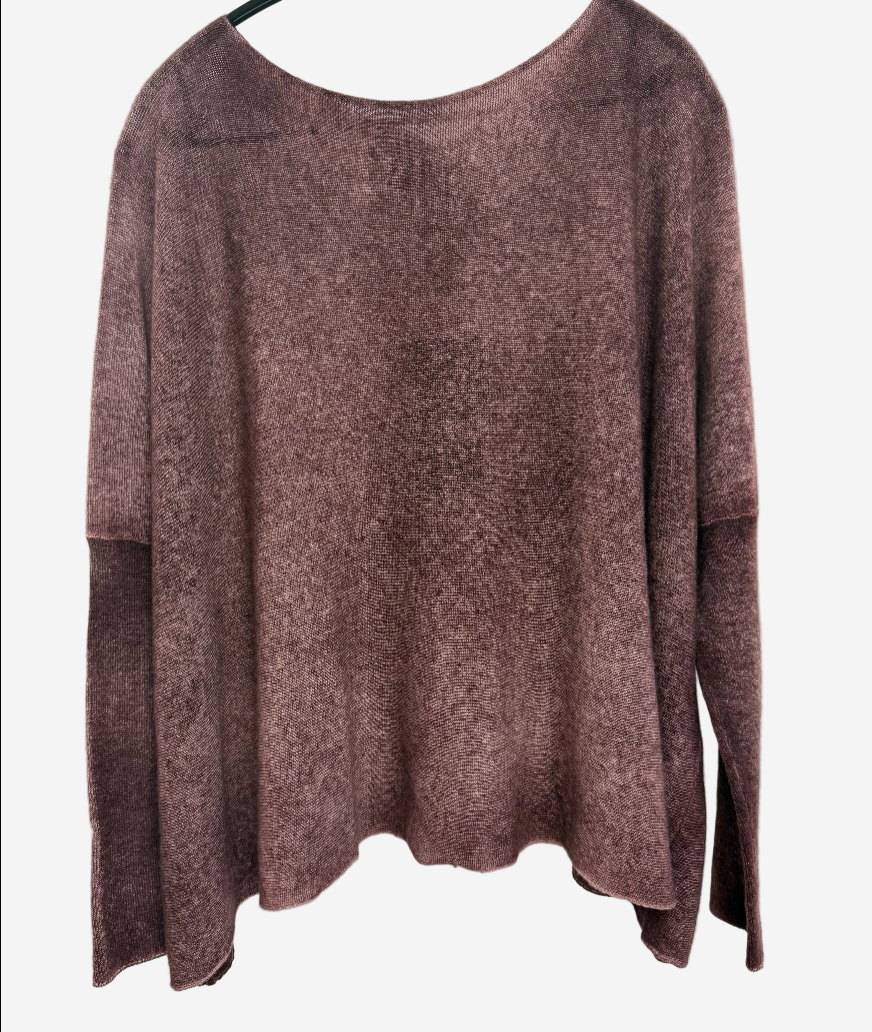 Avant Toi Hand Painted Light Cashmere Boat Neck Pullover in Agate