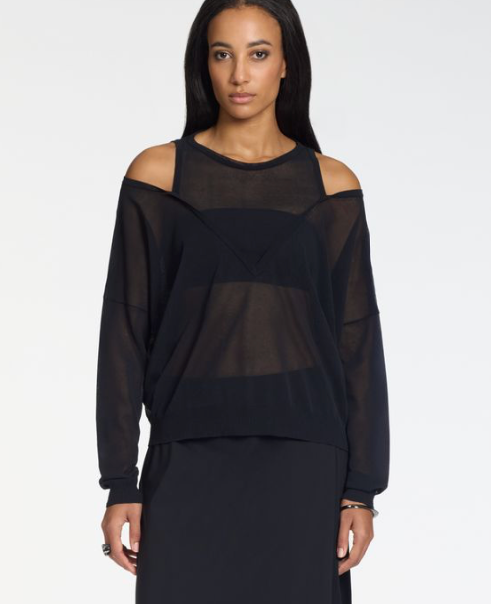 Sarah Pacini Oversized Sweater Trompe-L'oeil In Black