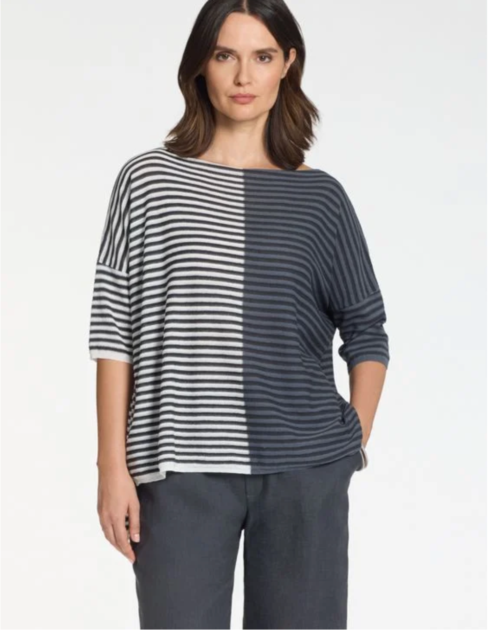 Sarah Pacini Casual Sweater In Tricolor Stripes