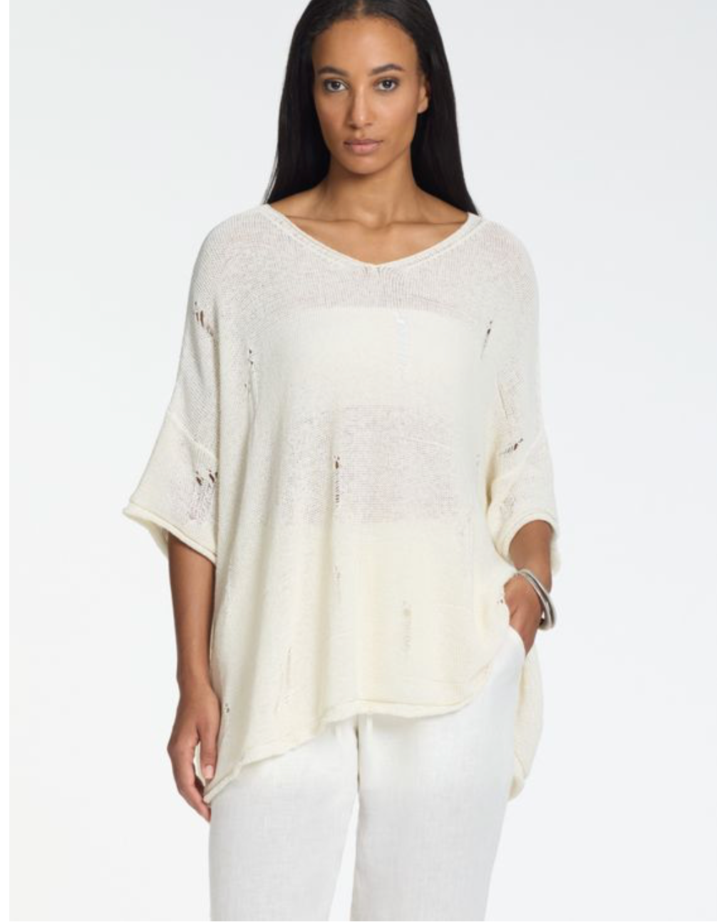Sarah Pacini Oversized Seamless Sweater In Off White