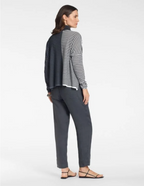 Sarah Pacini Oversized Zip Cardigan Tricolor Blue Grey Stripes