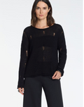 Sarah Pacini Openwork Seamless Linen Sweater In Black