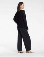 Sarah Pacini Openwork Seamless Linen Sweater In Black