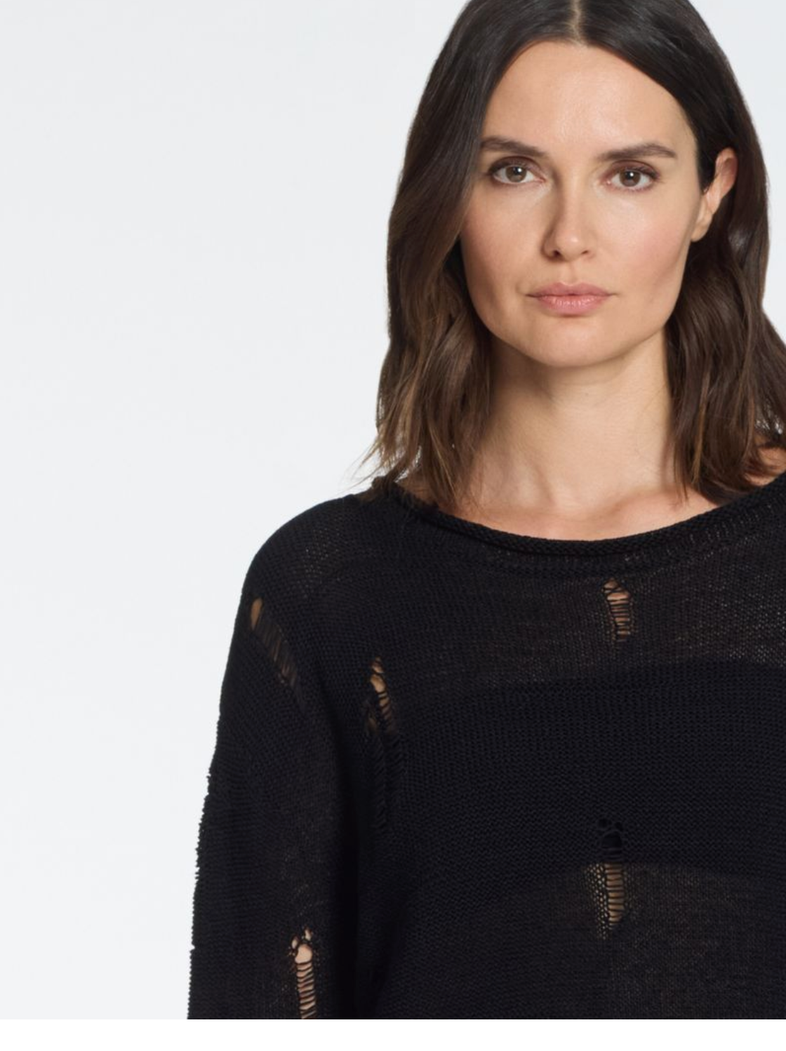 Sarah Pacini Openwork Seamless Linen Sweater In Black