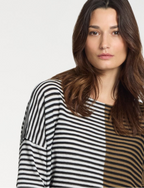 Sarah Pacini Casual Sweater Tricolor Stripes In Craft
