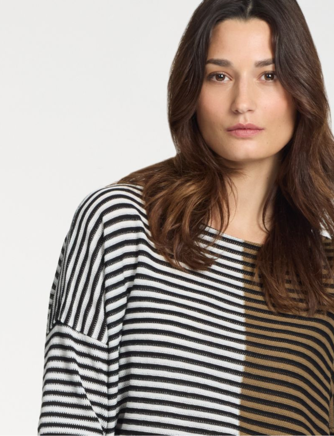Sarah Pacini Casual Sweater Tricolor Stripes In Craft