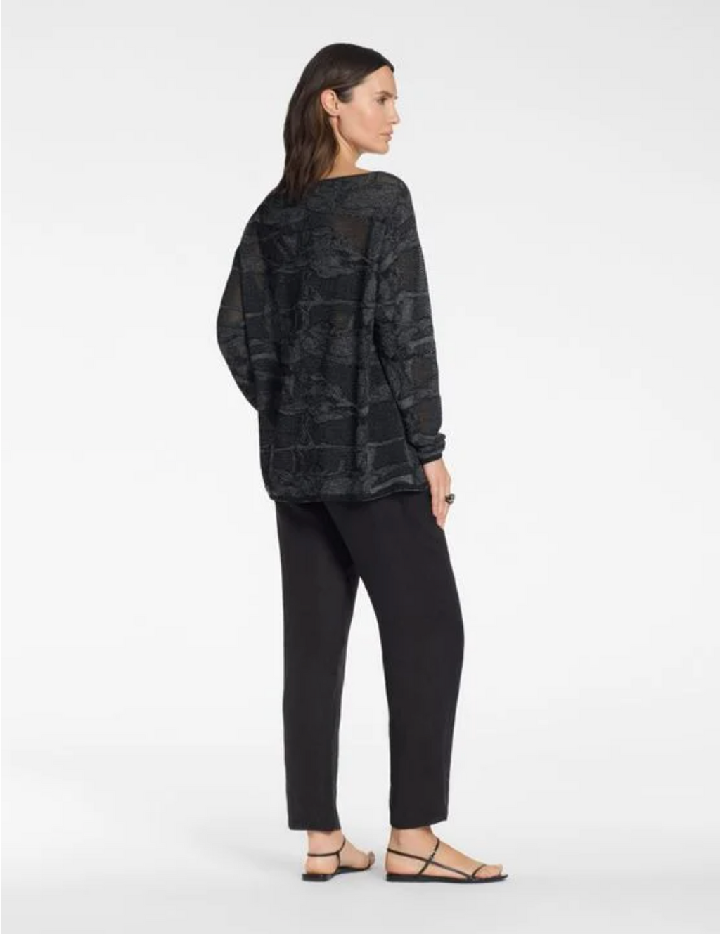 Sarah Pacini Casual Sweater Two-Tone Jacquard In Black