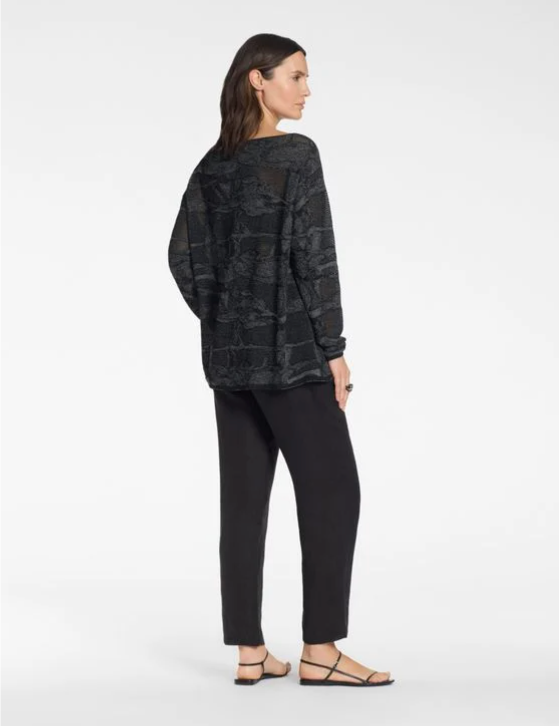 Sarah Pacini Casual Sweater Two-Tone Jacquard In Black
