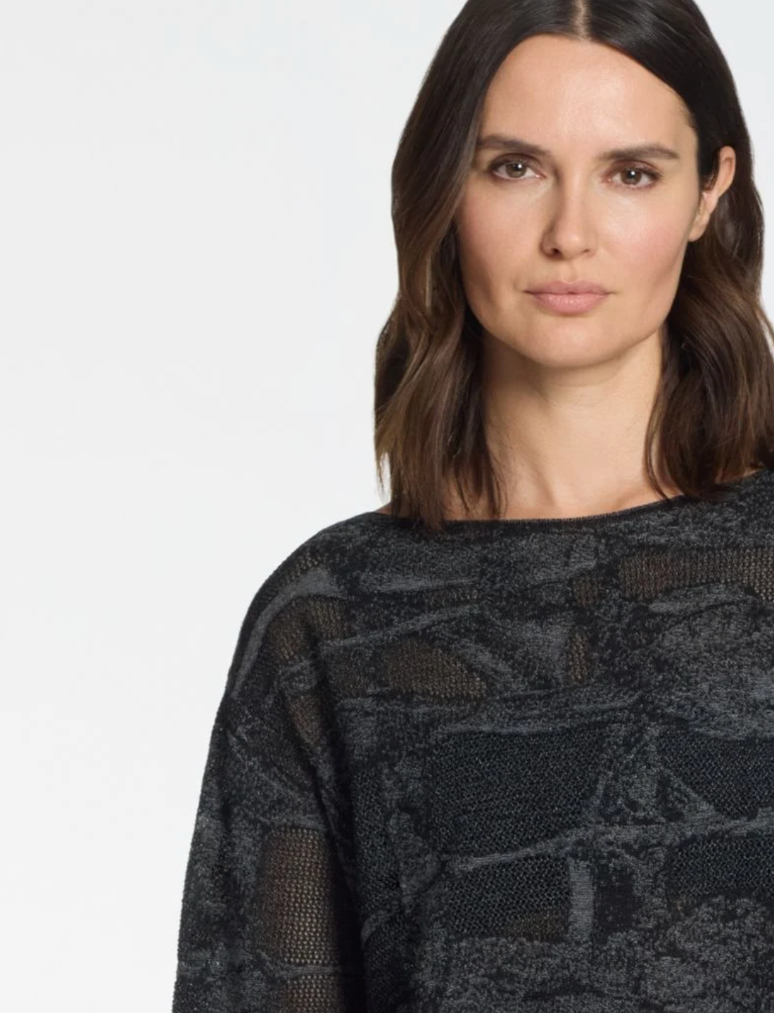 Sarah Pacini Casual Sweater Two-Tone Jacquard In Black
